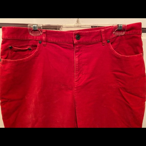 Talbots Red Crushed Velvet Pants - Picture 2 of 6